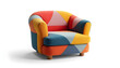 © PTD - colorful armchair featuring modern geometric design with vibrant hues. This stylish piece adds playful touch to any living space, perfect for contemporary decor