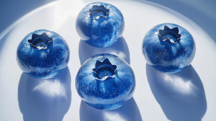 Wall Mural - Frozen blueberries, close-up of blueberries, blue glass sphere