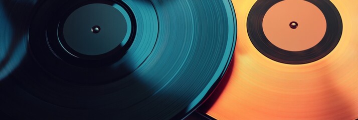Aufkleber - Vintage vinyl records in vibrant colors with ample space for text and creative design ideas. Generative AI