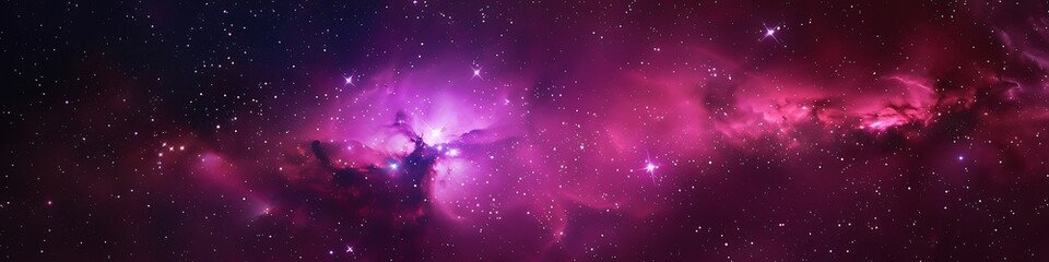 Wall Mural - Vivid pink and purple nebula, stars in space, high resolution, sharp focus, realistic style.