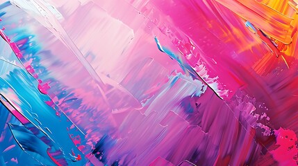 Wall Mural - Abstract background with vibrant brush strokes, oil painting texture, space for text on right.