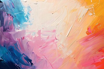 Wall Mural - Artistic abstract background, vibrant brush strokes, oil painting texture, space for text on right.