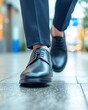 © V.Semeniuk - Polished Leather Shoes Making a Statement on a Clean Concrete Sidewalk in the City