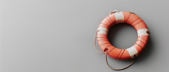 orange life buoy isolated on white or transparent 