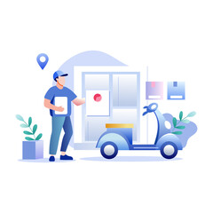 Poster - A flat illustration of delivery rider 