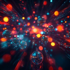 Wall Mural - vibrant abstract design featuring glowing spheres and mesmerizing light trails in dynamic harmony