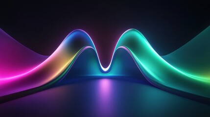 Poster - Exploring vibrant 3D sound waves with colors and fluid shapes creating an abstract musical landscape. Generative AI