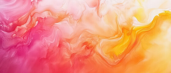 Wall Mural - A painting of a pink and yellow swirl with a pink and yellow background
