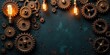 © DeeDay - Illuminated Gears and Vintage Light Bulbs A Conceptual Composition of Industrial Elements Representing Innovation and Progress