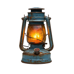 Vintage oil lamp glowing bright Transparent Background.