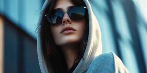 Wall Mural - Woman in Sunglasses and Hoodie