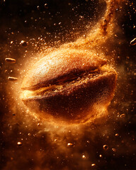 Wall Mural - Coffee bean levitating with a splash effect