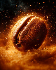 Wall Mural - Coffee bean levitating with a splash effect