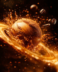 Wall Mural - Coffee bean levitating with a splash effect