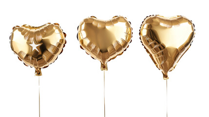 Aufkleber - Golden heart-shaped balloons drifting against transparent backdrop, symbolizing romantic sentiments and celebration of love