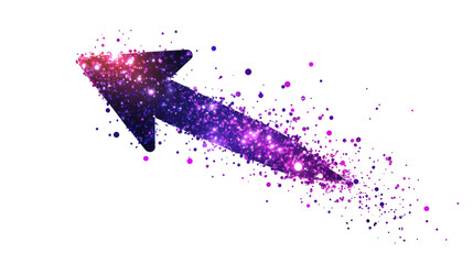 Poster - Purple and pink glitter arrow pointing up and right with glitters and transparent background