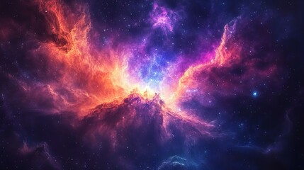 Wall Mural - vibrant and colorful galaxy nebula with supernova in starry night cosmos – stunning astronomy univer
