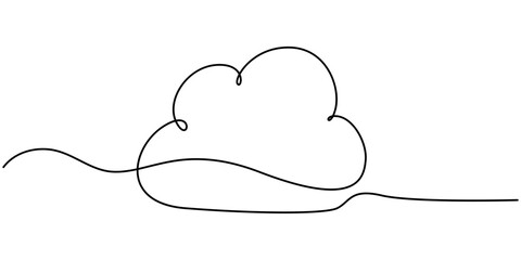 Cloud one line drawing, Continuous one line drawing of a cloud isolated on a simple background vector illustration, Clouds one continuous line drawing, Continuous one line drawing of cumulus cloud.