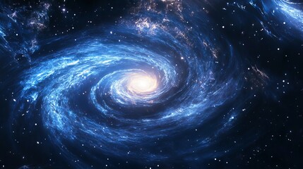 Wall Mural - vibrant spiral galaxy with swirling arms and bright stars against deep space background, high-resolu