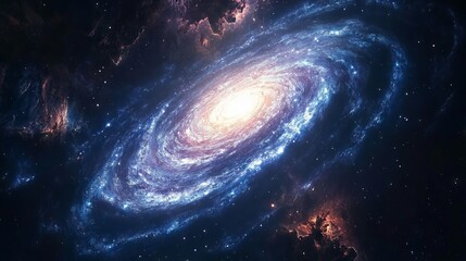 Wall Mural - vibrant spiral galaxy with swirling arms and bright stars against deep space background, high-resolu