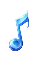 Poster - Shiny blue music note representing melody, harmony, and sound, ideal for transparent background music designs