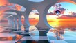 © Tadeusz - Surreal landscape with an eye watching over a serene sunset over the water.