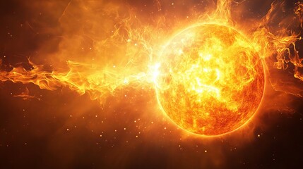 Wall Mural - vibrant bright solar flare design background with radiant sunburst and dynamic cosmic explosion effe