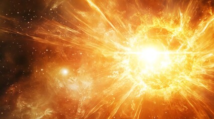 Wall Mural - vibrant bright solar flare design background with radiant sunburst and dynamic cosmic explosion effe