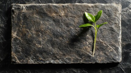 Sticker - green leaf on stone