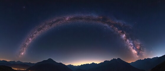 Wall Mural - beautiful panoramic view of the milky way galaxy with countless stars shining brightly in the dark n