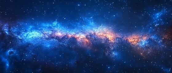 Wall Mural - beautiful panoramic view of the milky way galaxy with countless stars shining brightly in the dark n
