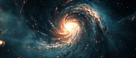 Wall Mural - spiral galaxy with starry milky way, sci-fi space wallpaper featuring twinkling stars and cosmic lig