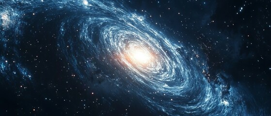 Wall Mural - spiral galaxy with starry milky way, sci-fi space wallpaper featuring twinkling stars and cosmic lig