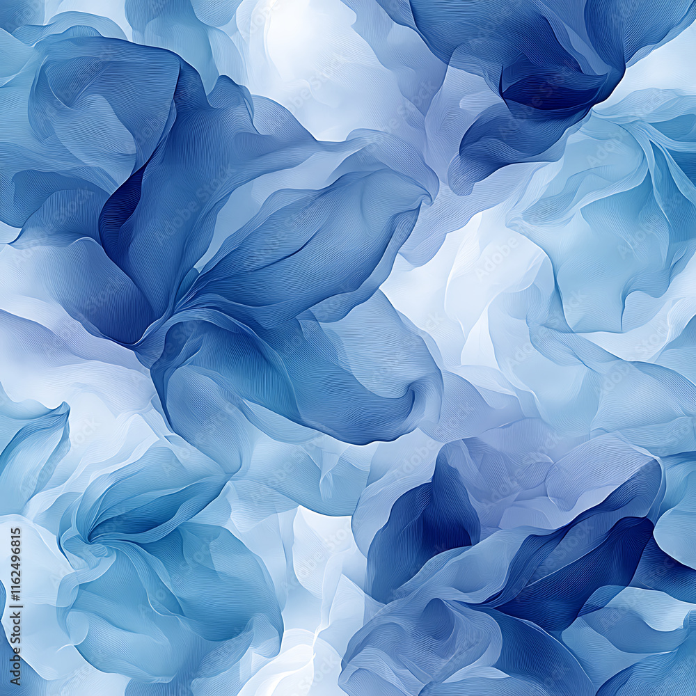 Soft blue abstract floral pattern with flowing shapes and delicate ...