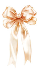 Aufkleber - Delicate beige silk ribbon knotting elegantly, gracefully curving against transparent backdrop with refined simplicity