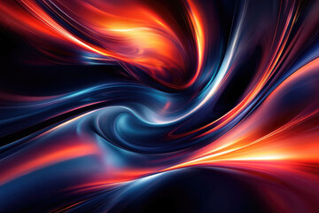 Wall Mural - abstract swirling artwork with vibrant red, orange, and blue hues, creating a dynamic and energetic 