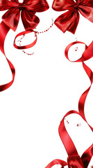 Aufkleber - Shiny red ribbons and bows framing a transparent background, ideal for festive and celebratory designs