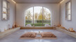 © Chari - Serene meditation space with natural light and tranquil outdoor view in a modern design