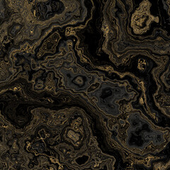 Aufkleber - Intricate golden organic shapes gracefully create a striking and eyecatching abstract design against a dark backdrop