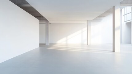  Spacious empty modern interior with natural light.