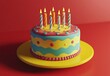 © Abdul - Colorful Cartoon Birthday Cake with Candles