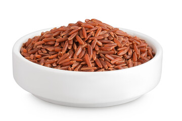 Wall Mural - red rice in a ceramic bowl isolated on white background