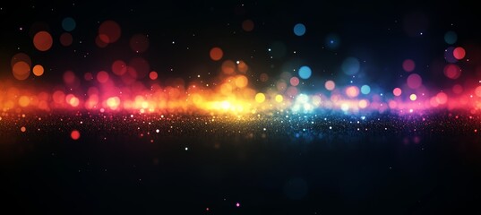 Wall Mural - bokeh colorful blink lights sparkle on dark space background. generative ai technology.