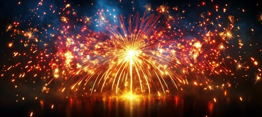 Wall Mural - firework spark burst. generative ai technology.