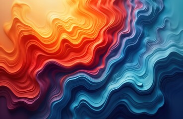 Aufkleber - Abstract fluid art design with dynamic swirling patterns in orange blue, red colors. Vivid, vibrant colors create expressive, contemporary abstract background. Suitable for banners posters interior