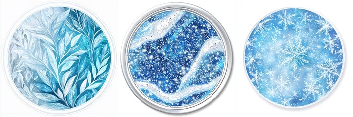 Wall Mural - Winter wonderland: artistic blue and white snowflake patterns for seasonal design