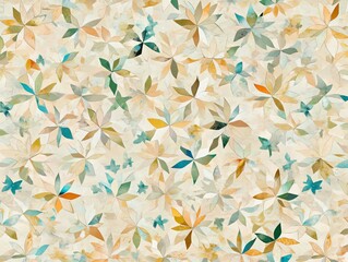 Wall Mural - Abstract Watercolor Floral Pattern Seamless Beige Background