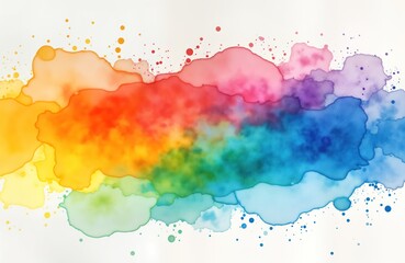 Aufkleber - Colorful vibrant rainbow watercolor texture background. Abstract design with wet paint effects. Rainbow colors blend smoothly. Watercolor painting style. Line, shape art. Creative colorful