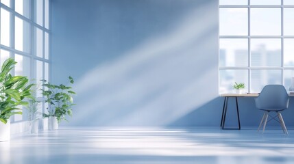 Poster - A bright, minimalistic workspace with plants and natural light.