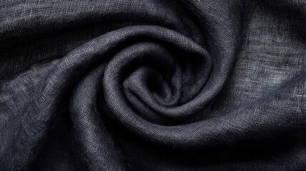 Poster - A close-up of dark fabric in a spiral pattern, showcasing texture and material.